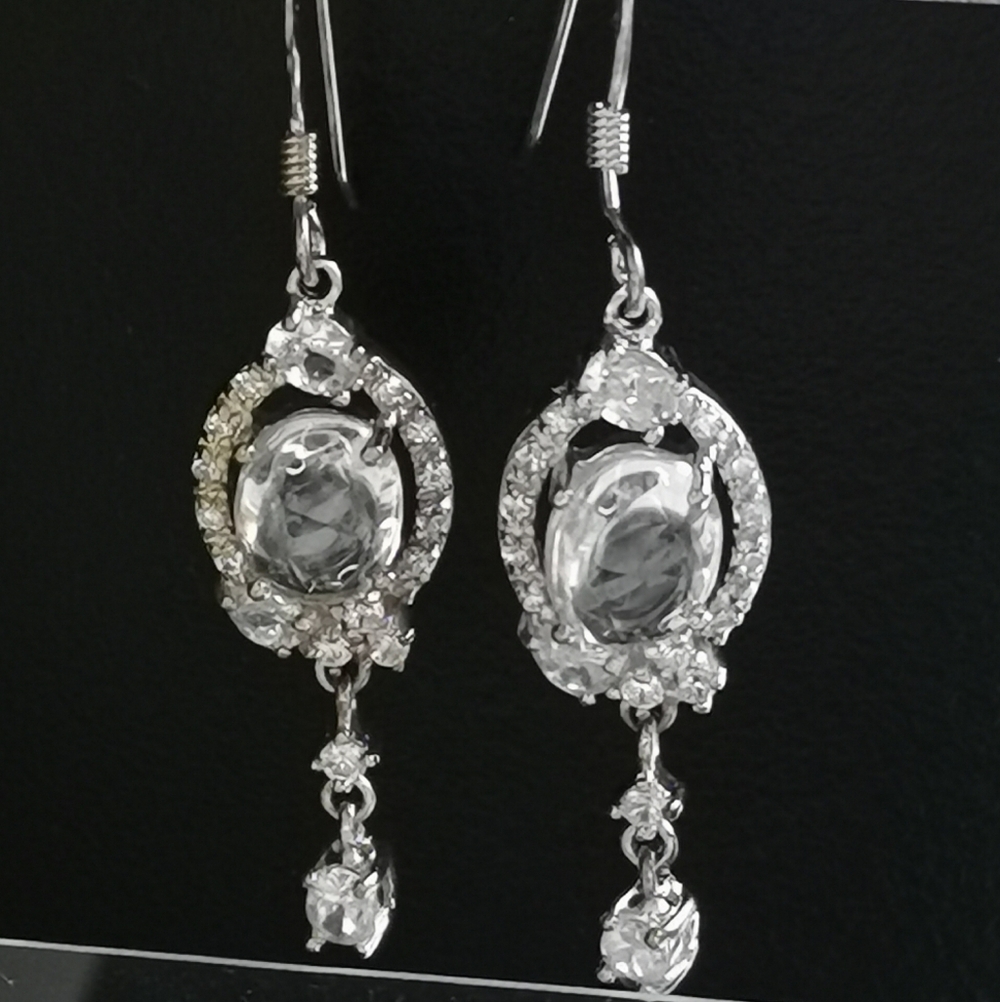 Sterling silver CZ Clear Quartz Drop Earrings 🆕